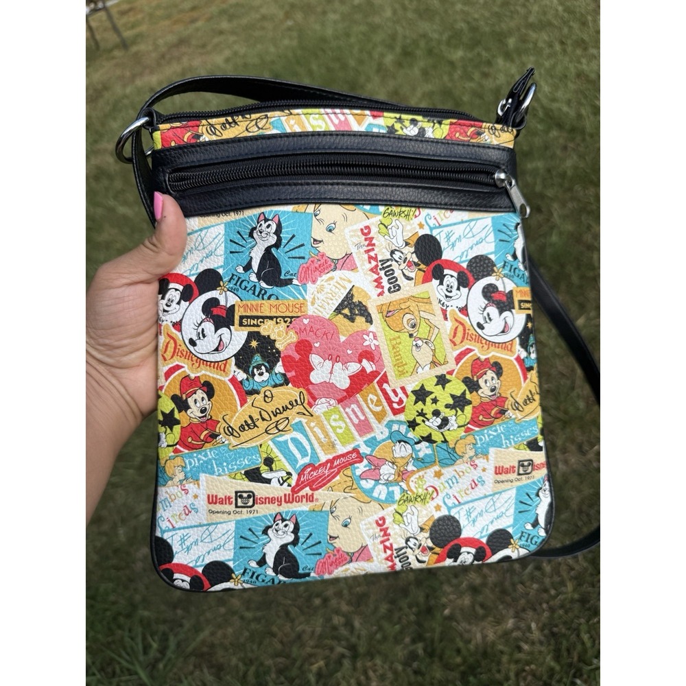 Disney Parks Crossbody Bag Mickey Minnie Mouse Cartoon Print Zip Shoulder Purse